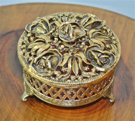 antique metal trinket box halfax|Ceramic and Metal Trinket Box on Hinge With Clasp Featuring .